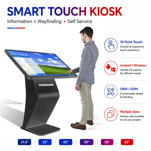 New Design Floor Standing 43 Inch Video Play PCAP Interactive LCD Display Totem Digital Signage Information Touchscreen Kiosk