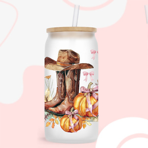 Autocollants DTF UV pour tasses 16oz, motifs Papillons Citrouille, Thème Automne Western, Ambiance Automnale - Product Image 3