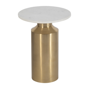 Tavolino Moderno Rotondo con Piano in Marmo e Base a Piedistallo in Ottone per Arredamento Casa e Uso come Comodino - Product Image 3