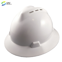 Style MSA en forme de V rouge ANSI standard plastique HDPE casque de protection de la tête personnelle à bord complet casque de sécurité de construction