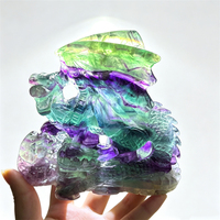 Figurine de dragon sculptée en fluorite arc-en-ciel rayée, dragon volant en fluorite naturelle colorée pour collection et décoration intérieure, vente en gros