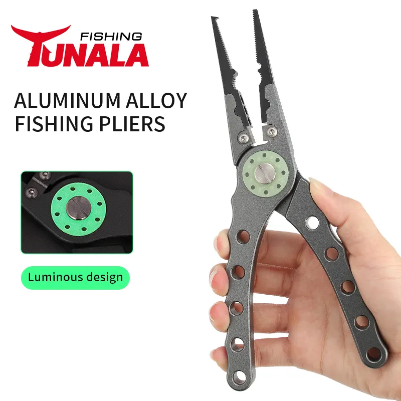 Pinces de pêche en aluminium lumineuses coupe-ligne, dissolvant d'hameçon de pêche anneau fendu outils de pêche cadeaux pour poisson