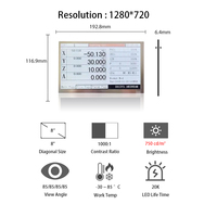 Panel Layar Lebar 8 Inci 1280x720 750 Nits Kecerahan Tinggi Innolux DJ080IA-11A Modul LCD TFT untuk Sistem Kontrol Kendaraan