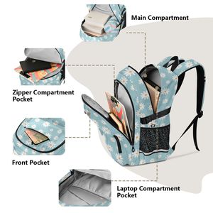 Zaino Sportivo Impermeabile per Ragazze con Design Floreale <span class=keywords><strong>a</strong></span> Margherita, Logo Personalizzato, Basso MOQ, in Poliestere, per Studenti e Viaggi, con Cintura - Product Image 5