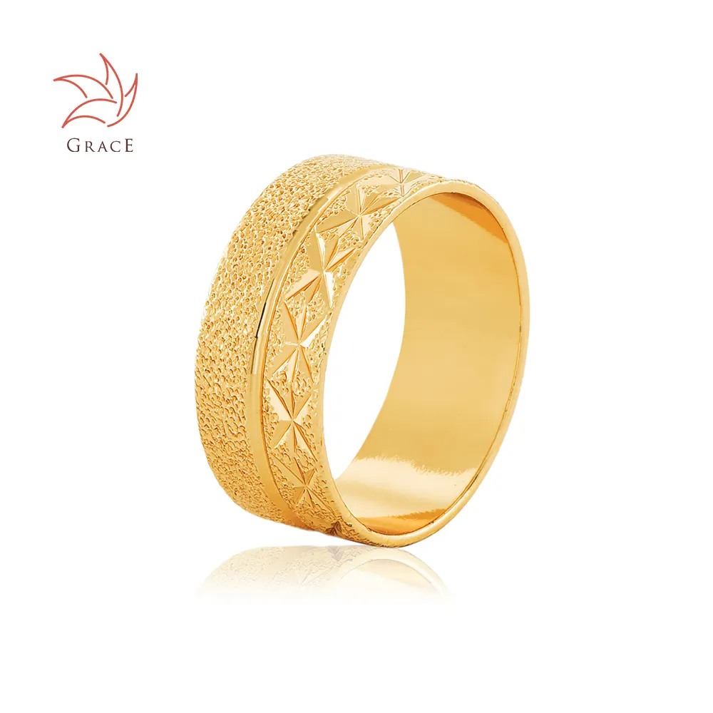 Grace 2024 Latest Design Luxury Brass 24K Gold Plate Ladies Fashion Couple Rings For Lovers