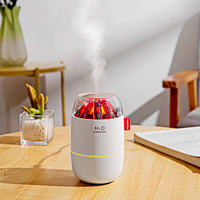 Mini humidificateur intelligent LED 280 ml en forme de volcan, veilleuse aromathérapie ultra-silencieuse, électrique USB pour voiture et maison, en plastique, certifié CB CE