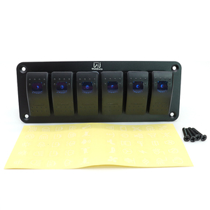 Panel de interruptores basculantes de 6 vías y 2 posiciones, impermeable, de 5 pines, <span class=keywords><strong>ON</strong></span>/OFF, precableado, 12V-24V, con interruptores LED marinos para coche, camión, barco, RV - Product Image 5