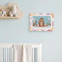 Cadre en bois à charnières A4 conforme aux normes CPSIA, FSC et CARB Phase 2 pour enfants, boîte de rangement pour œuvres d'art avec tapis interchangeable