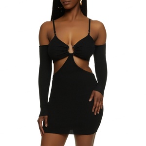 Nuevo Diseño de Vestido Ajustado para Mujer, Vestido Cortado con Cuello Redondo y Manga Larga, Mini Vestido Casual - Product Image 4