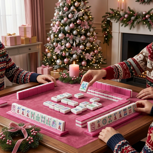 Mahjong de luxe américain de Noël, ensemble en acrylique personnalisé à 4 couches, écologique, portable, durable, pour le divertissement, commande minimum 1, rose - Product Image 2