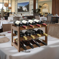 Casier à vin en bambou à 3 niveaux 12 bouteilles armoire de rangement pour vin étagère autoportante casier à vin en bambou pour cuisine garde-manger