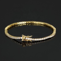 OUGEPHELI Bracelet Tennis en Argent Sterling 925 Plaqué Or avec Moissanite GRA VVS de 2 mm, Bijou Tendance