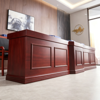 Juego de Mesa y Sillas de Conferencia de Madera Roja, Mesa de Sala de Juntas Ejecutiva para Muebles de Sala de Reuniones de Oficina