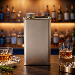 Conteneur rectangulaire en acier inoxydable 304 de 750 ml, finition mate, pour spiritueux, emballage métallique vide pour vin, avec couvercle à vis, impression personnalisée - Product Image 4