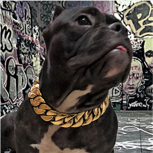 Collar de acero inoxidable <span class=keywords><strong>para</strong></span> perro, gargantilla de eslabones cubanos de 32mm de ancho, estilo Hip Hop, <span class=keywords><strong>para</strong></span> perro grande, <span class=keywords><strong>Pitbull</strong></span>, Bulldog, impermeable, 316L - Product Image 2
