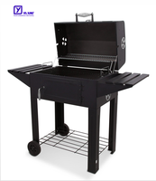Barbecue au charbon de bois sur chariot, rôtissoire, grand barbecue au charbon de bois carré, barbecue multifonctionnel de jardin