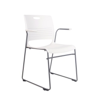 Chaise de formation empilable moderne en plastique PP durable avec accoudoirs fixes et base à patins sans roulettes pour bureau, conférence et réunion