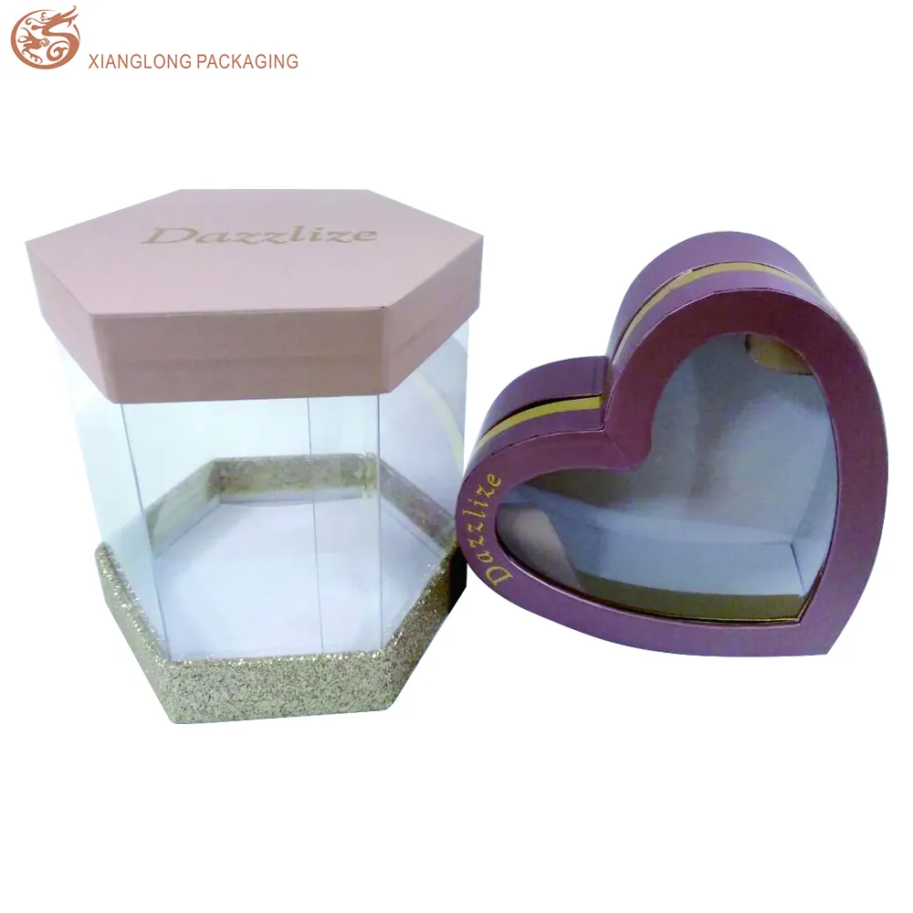 Open Window Custom Logo Candy Chocolate Box Paper Package Box Heart Shape Elegant Birthday Gift Paper Board Chocolate Packing