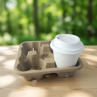 Support à café en pulpe de papier à double paroi 100 % biodégradable et compostable, plateau à boisson en papier à emporter