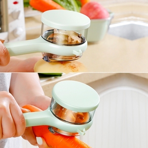Couteau à éplucher multifonctionnel grande capacité le plus vendu pour fruits, légumes, ail, pommes de terre et pommes, avec récipient - Product Image 4
