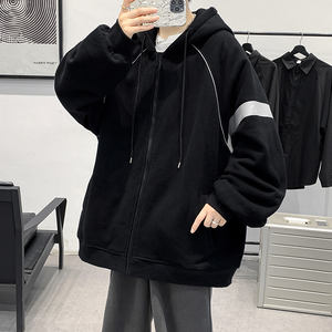 Customized logo Color 2025 new casual Joker <b>men's</b> loose pocket hooded sweater explosion <b>zipper</b> <b>cardigan</b> movement comfortable - Product Image 5