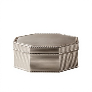 Contenedor Hexagonal Premium de Hojalata Cepillada para Frutos Secos, Caja de Lujo para Almacenamiento de Dátiles con Borde de Cuerda, Organizador de Alimentos - Product Image 1