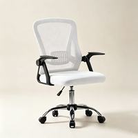 Chaise de bureau ergonomique Panana avec dossier en maille, accoudoirs rabattables, vérin à gaz et rotation (rouge)
