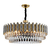 Nouveau Style design américain k9 cristal suspension pièces rectangle luxe Led lustres noirs pour salon