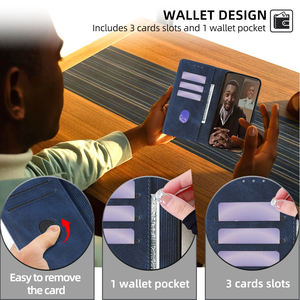 Étuis de téléphone portable en cuir PU imperméables avec rabat, fentes pour cartes, portefeuille pour S24 Ultra pour <span class=keywords><strong>Google</strong></span> Vivo Oppo - Product Image 4