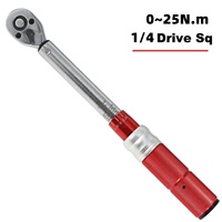 Kit d'outils pour vélo 2-25 Nm 1/4 pouce 15 pièces Douilles hexagonales Torx/étoile Barre d'extension Clé dynamométrique pour réparation de vélo