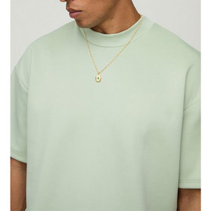 Tela tejida de alta calidad, camisetas transpirables de talla grande para hombre, mangas regulares, cuello redondo, estampado sólido, 100% algodón, ajuste holgado, informal - Product Image 6