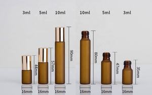 Botella de rodillo ámbar esmerilado vacío de 3ml, 5ml, 10ml, botella de vidrio de <span class=keywords><strong>10cc</strong></span> con rollo de acero inoxidable <span class=keywords><strong>en</strong></span> vial de Perfume de aceite esencial - Product Image 2