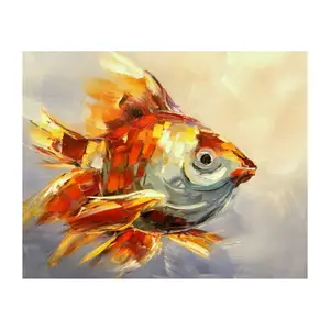 Small goldfish handmade oil painting by numbers kits acrylic painting diy picture diy digital painting decorative wall painting