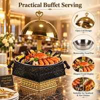 Groothandel 8L RVS ronde chafing dish met hangende deksel, voedselwarmer voor hotelbuffet, bruiloft, catering