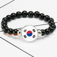 Bracelet perlé élastique noir drapeau du Sénégal, accessoire patriotique tendance pour hommes et femmes, best-seller