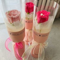 Hadiah Hari Valentine Hari Ibu Hari Perempuan Pernikahan Ulang Tahun Buket Mawar Tunggal Sutra Buatan Modern DIY Bunga Buatan Tangan