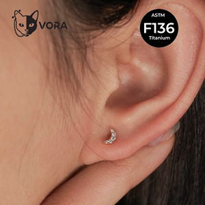 VORA Bijoux de piercing Helix <span class=keywords><strong>en</strong></span> Titane ASTM F136, avec système Push Pin sans filetage motif Lune, Zircon Cubique 5A, pour Cartilage, Tragus et Boucles d'oreilles, Vente <span class=keywords><strong>en</strong></span> gros - Product Image 3