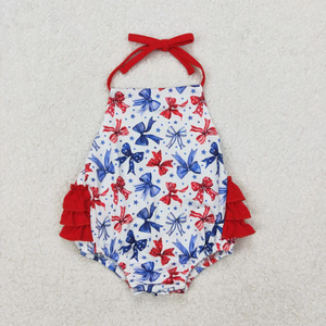 Ropa de verano para niños pequeños con estampado de lazos y estrellas del Día de la Independencia para niñas pequeñas - Product Image 3