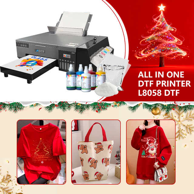 A4DTF Printer L8058 Thermal Transfer DTF Printing Machine for T-shirt Fabric Garment for Epso n Print Head Compatible USB