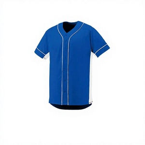 Maillot de baseball bleu avec pantalon blanc pour homme – Uniforme respirant à manches courtes, col en V, coupe régulière, grande taille, logo frontal - Product Image 5