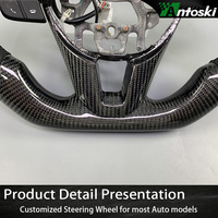 Volant sport Antoski pour Mazda 3/CX-5/CX-6/CX-7, cuir noir personnalisé, fibre de carbone, 3 branches, style sport, avec affichage LED, 35 mm