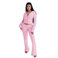 Ensemble de salon deux pièces en velours pour femme, veste à capuche zippée et pantalon taille haute, tenue décontractée unie assortie S M L XL