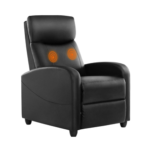 Sillón Reclinable Manual de Tela Negra Moderna, Estructura de Hierro, Soporte Lumbar Ajustable, Sofá Seccional con Patas de Madera Sólida para Sala de Estar - Product Image 1