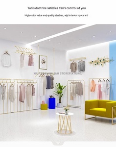 Scaffale per <span class=keywords><strong>abbigliamento</strong></span> da pavimento in oro di fascia alta appendiabiti in metallo espositore per vestiti scaffale per <span class=keywords><strong>negozio</strong></span> di <span class=keywords><strong>abbigliamento</strong></span> Boutique - Product Image 5