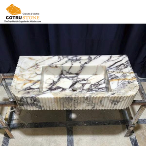 Luxe Calacatta Viola Marbre Éviers Pierre Naturelle Blanc Vanité pour Salle De Bains - Product Image 4