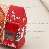 Boîte Cadeau Festive de Noël avec Fenêtre, Emballage Décoratif pour Biscuits, Bonbons et Friandises de Boulangerie, avec Poignée en Corde, Fournisseur
