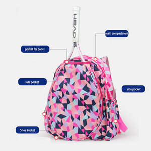 Sac à dos de raquette de badminton et de tennis pour enfants, personnalisé, mignon, imperméable, imprimé, avec rangement pour chaussures, disponible en couleurs amusantes - Product Image 5