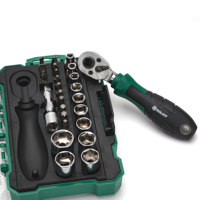 Rolicy 26 pièces jeu de tournevis à cliquet poignées rotatives, idéal pour la réparation de vélo Kit complet d'outils ménagers avec étui de rangement