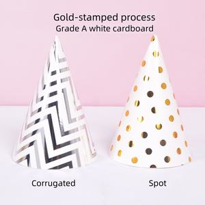 Sombrero de Fiesta con Estampado de Ondas Doradas y Puntos, Decoración para Fiestas de Cumpleaños, Sombrero de Cumpleaños para Niños y Adultos - Product Image 5