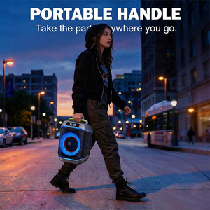 Enceinte portable Remax avec fonction karaoké, 60W, enceintes d'extérieur avec basses profondes, lumières RGB, micro sans fil pour les fêtes, prise en charge AUX/USB/TF - Product Image 4